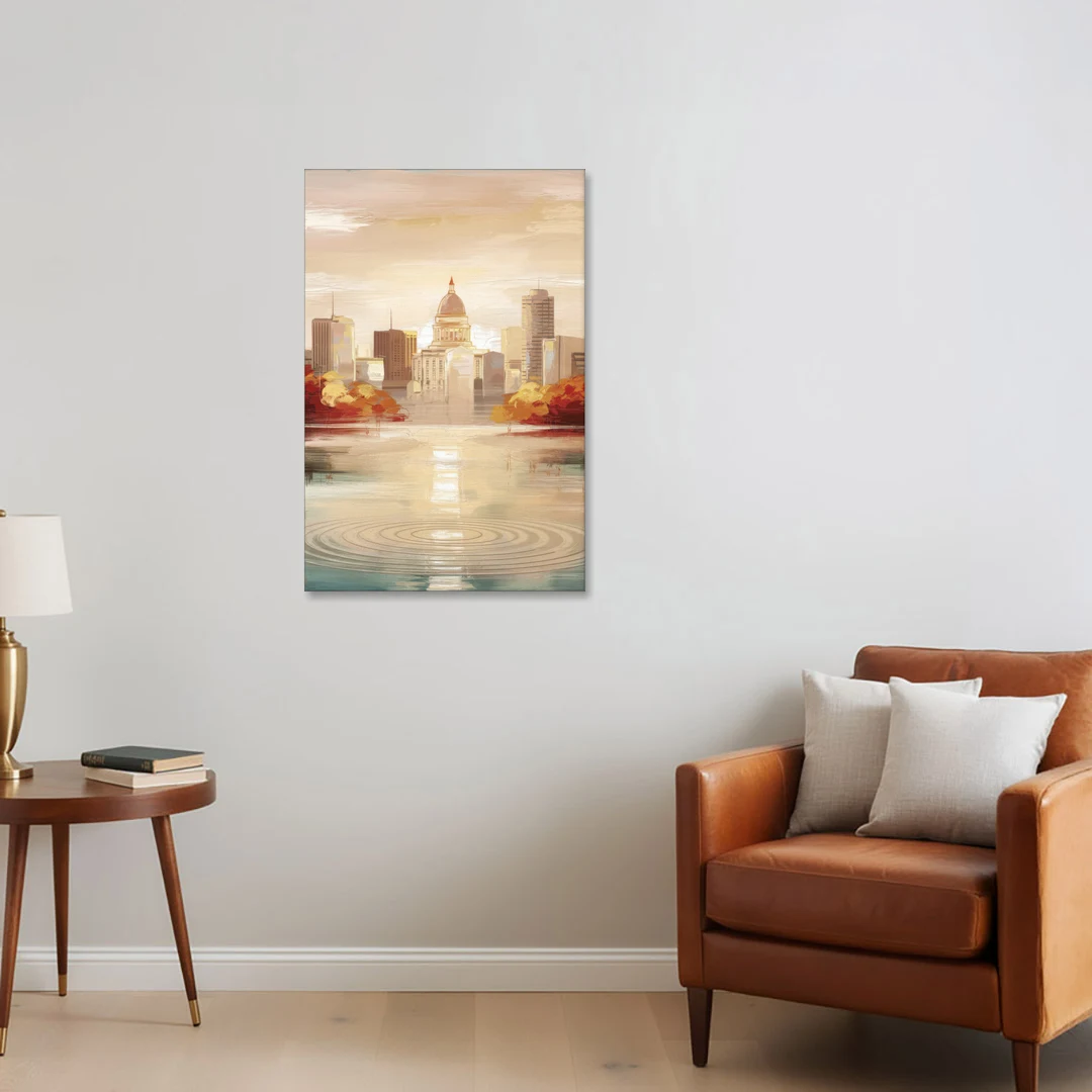 Madison Sunrise Over Downtown - Canvas Wall Art - Sofa - 24x36