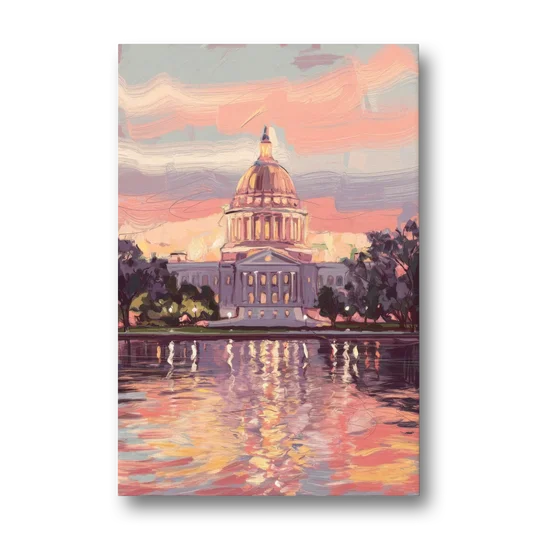 Madison Sunset Over Capitol - Canvas Wall Art - Front