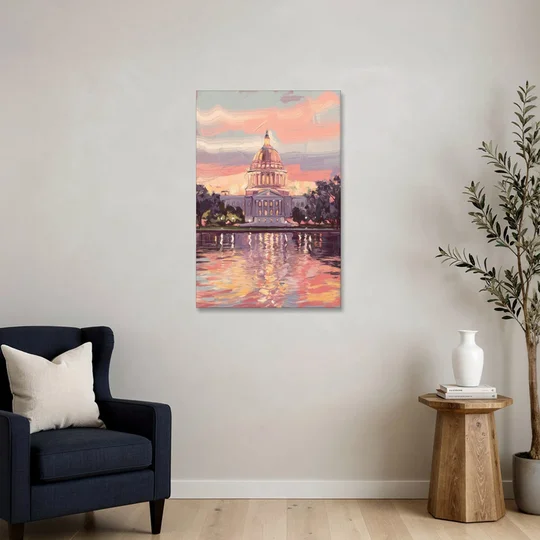 Madison Sunset Over Capitol - Canvas Wall Art - Sofa - 24x36