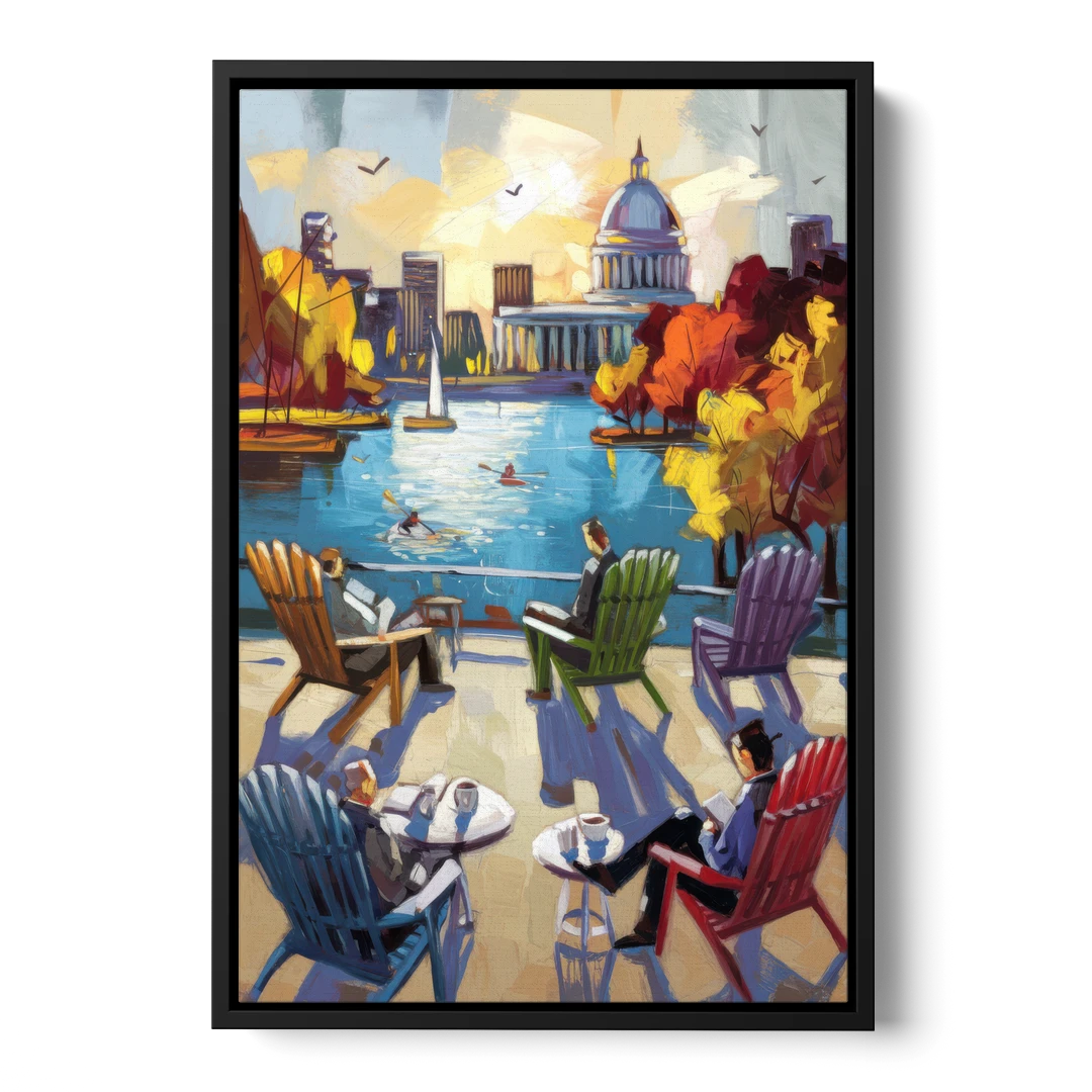 Madison Union Terrace Vibes - Black Framed Canvas Wall Art - Front