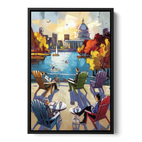Madison Union Terrace Vibes - Black Framed Canvas Wall Art - Front