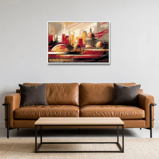 Madison University Spirit - White Framed Canvas Wall Art - Sofa - 36x24