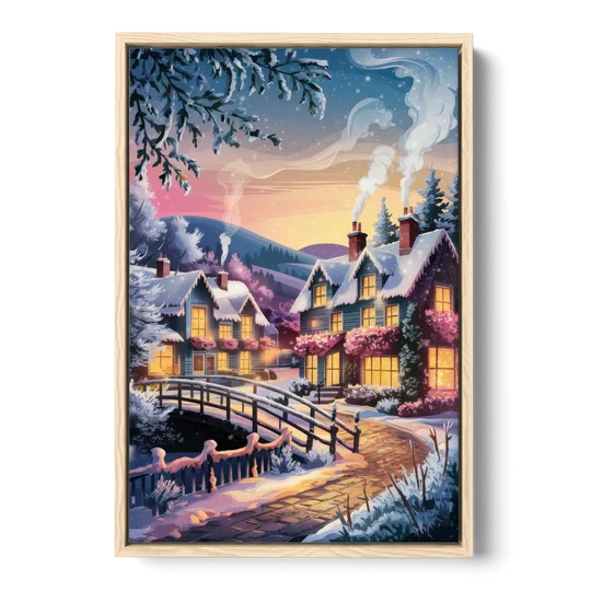 Madison Winter Wonderland - Oak Framed Canvas Wall Art - Front