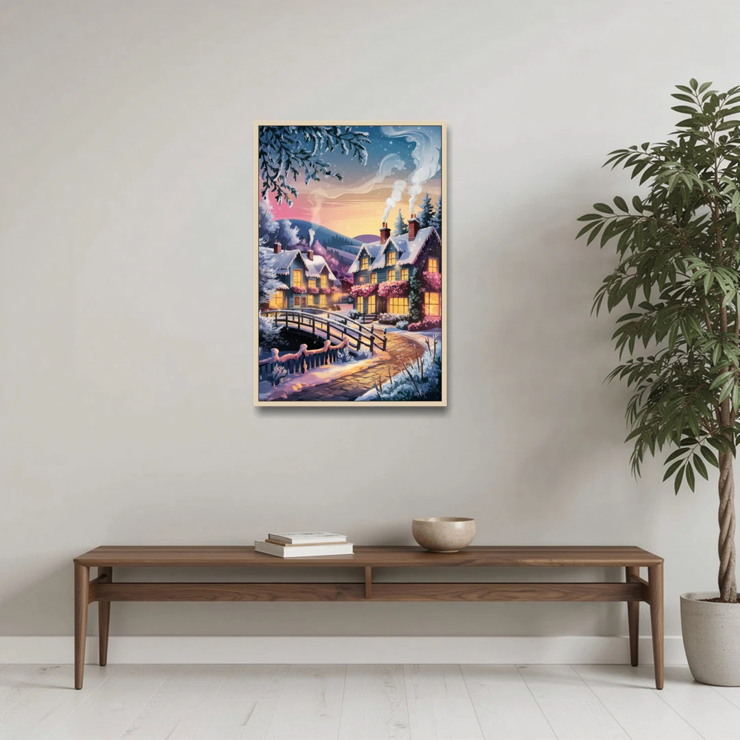 Madison Winter Wonderland - Oak Framed Canvas Wall Art - Coffee Table - 24x36