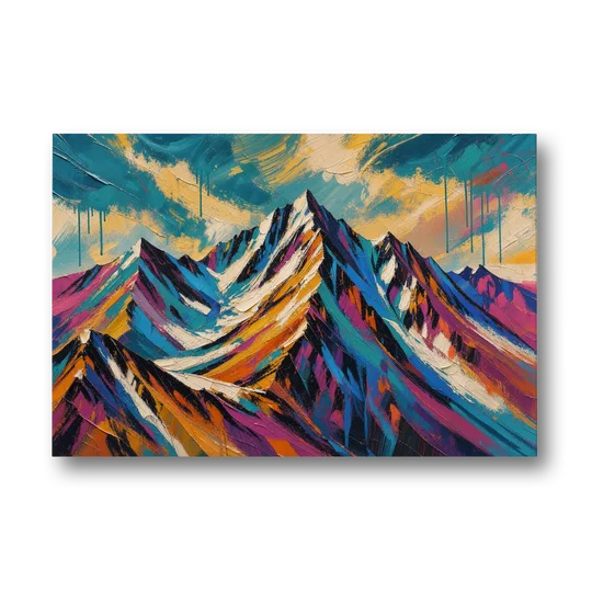 Large Magenta Mountain Peaks Under a Storm Sky - Canvas Wall Art - Front