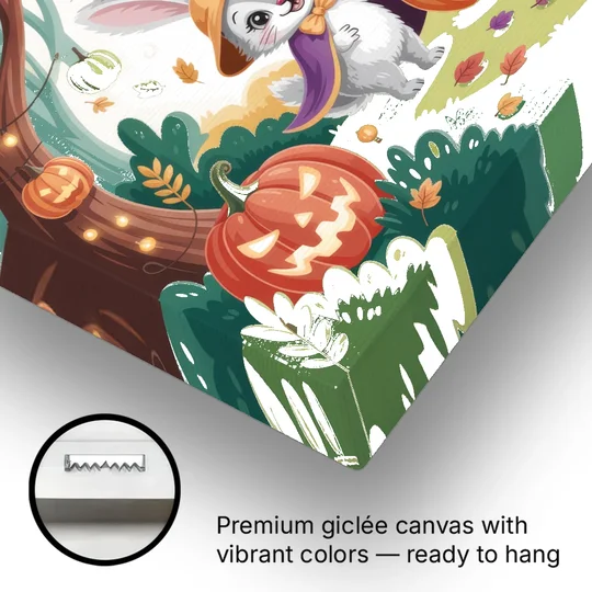 Magical Animals in Cute Halloween - Canvas Wall Art - Gallery Wrap Corner