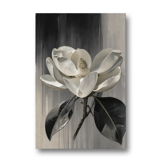 Magnolia Canvas Art with a Single White Bloom - Canvas Wall Art - Front