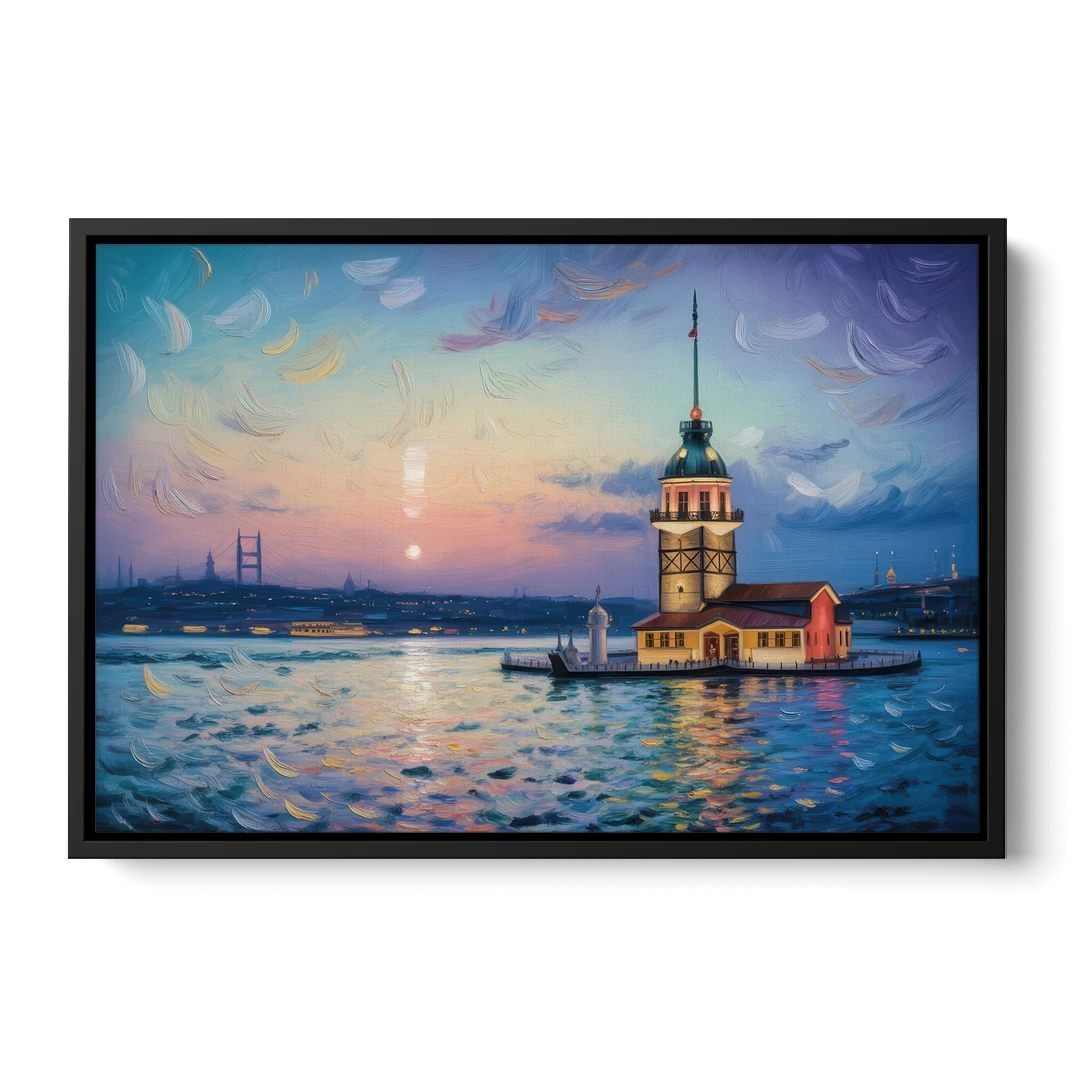 Maiden's Tower Mystery - Black Framed Canvas Wall Art - Front
