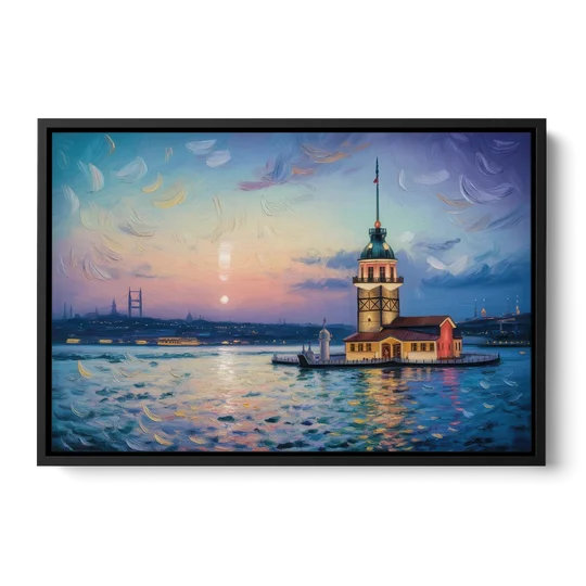 Maiden's Tower Mystery - Black Framed Canvas Wall Art - Front