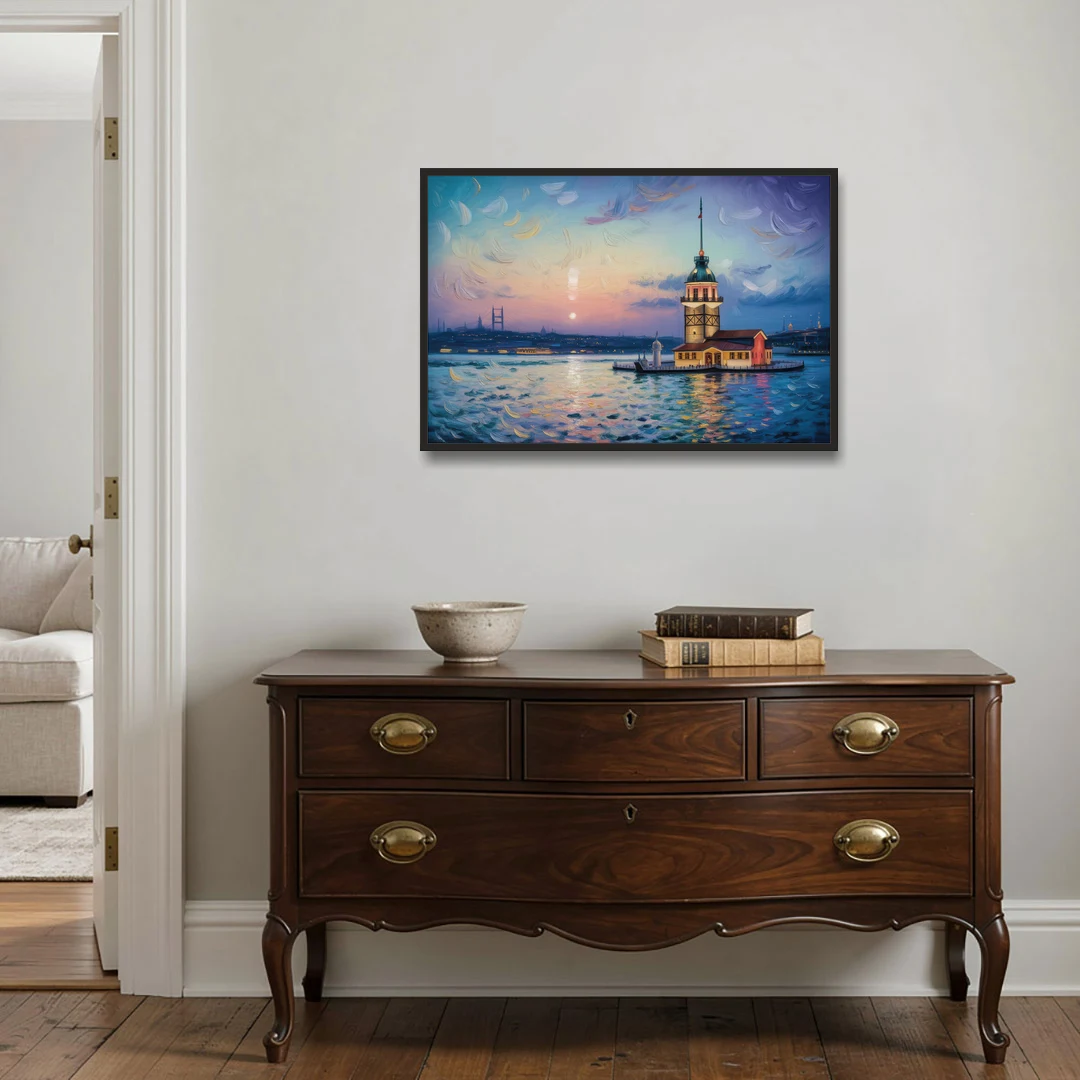 Maiden's Tower Mystery - Black Framed Canvas Wall Art - Coffee Table - 36x24