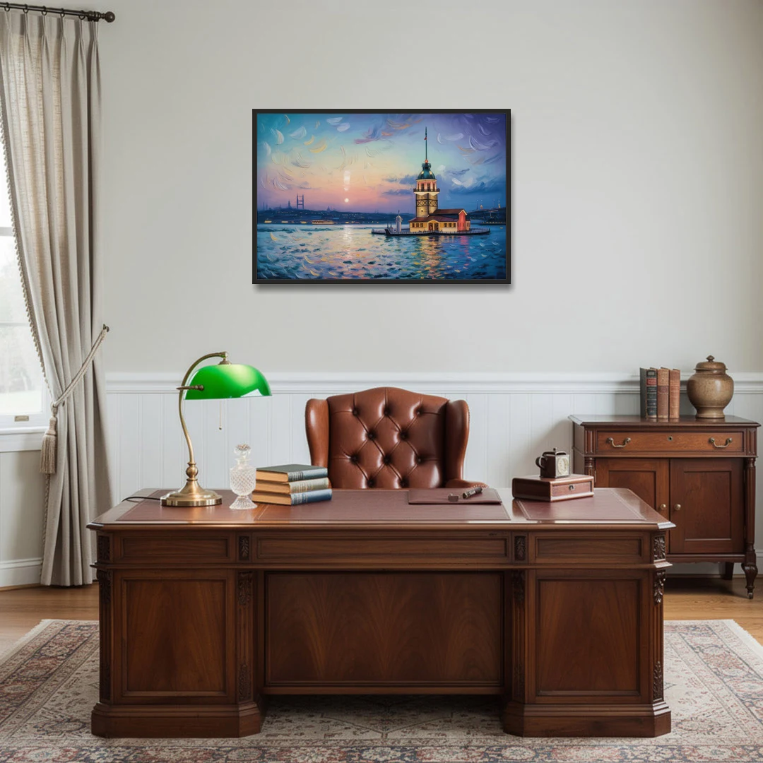 Maiden's Tower Mystery - Black Framed Canvas Wall Art - Office - 36x24