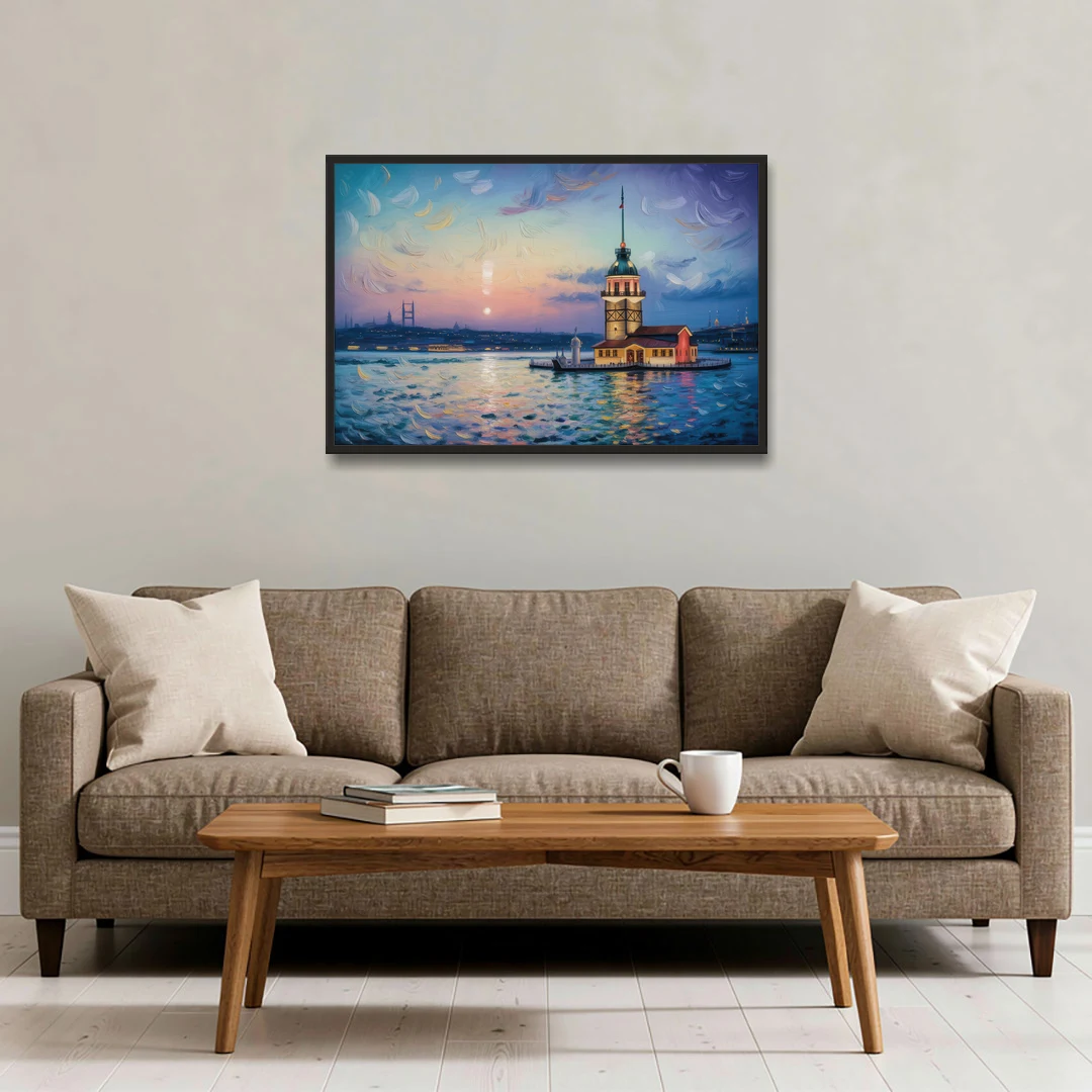 Maiden's Tower Mystery - Black Framed Canvas Wall Art - Sofa - 36x24