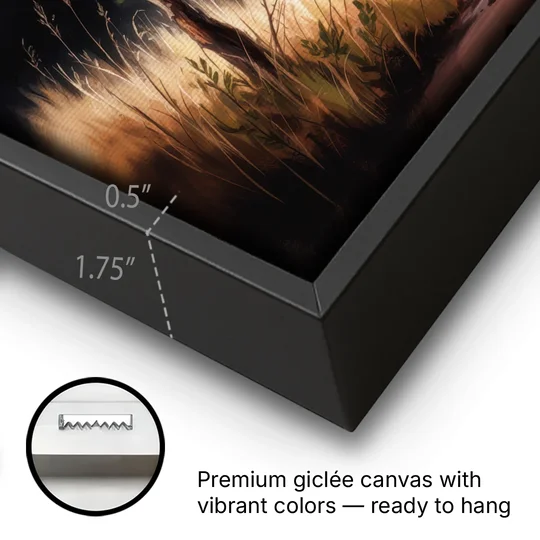 Majestic Elephant Charge - Black Framed Canvas Wall Art - Gallery Wrap Corner