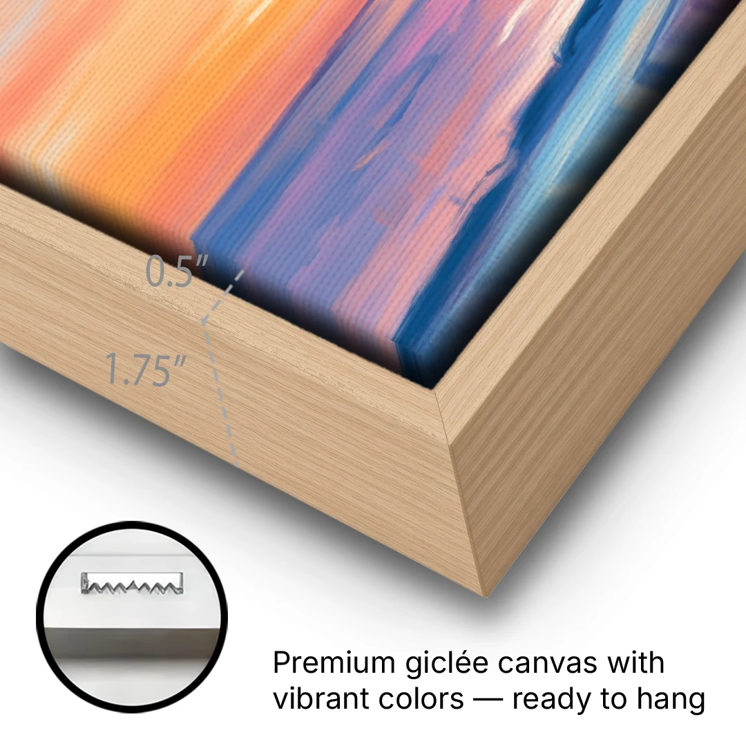 Malecon Campeche Sunset - Oak Framed Canvas Wall Art - Gallery Wrap Corner