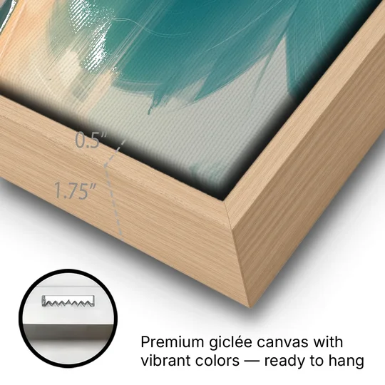 Malecón Tajamar Sunset - Oak Framed Canvas Wall Art - Gallery Wrap Corner