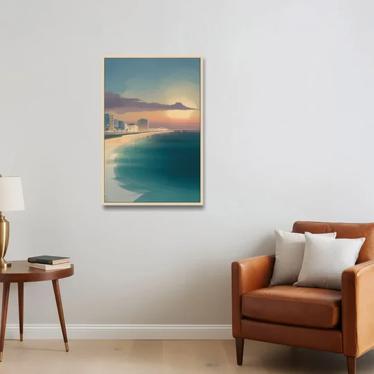 Malecón Tajamar Sunset - Oak Framed Canvas Wall Art - Sofa - 24x36