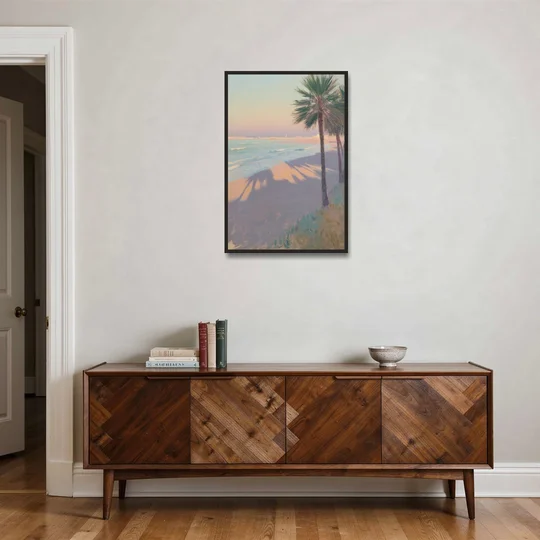 Malvarrosa Beach - Black Framed Canvas Wall Art - Coffee Table - 24x36
