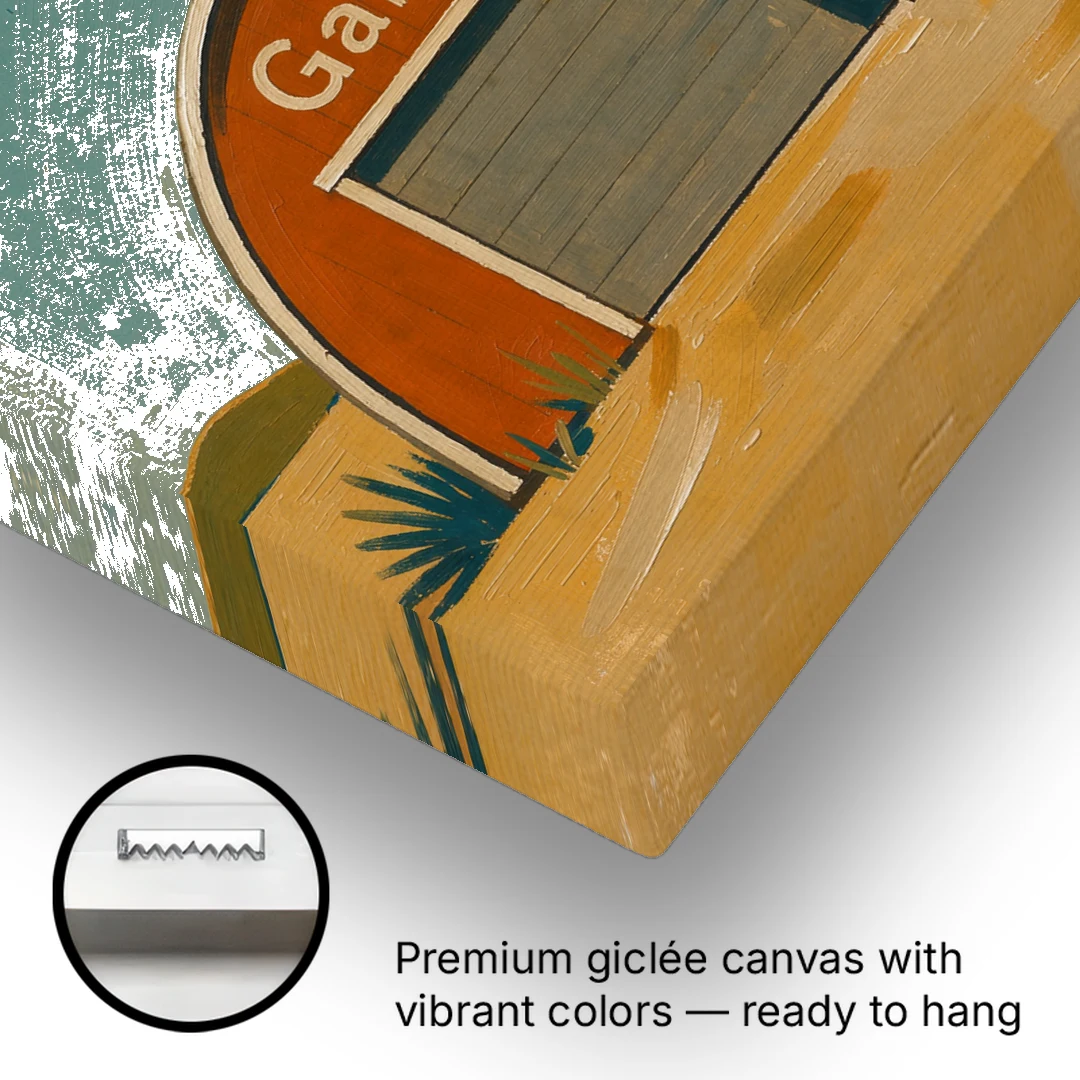 Man Cave Signs Quonset Garage Under an Orange Sun - Canvas Wall Art - Gallery Wrap Corner