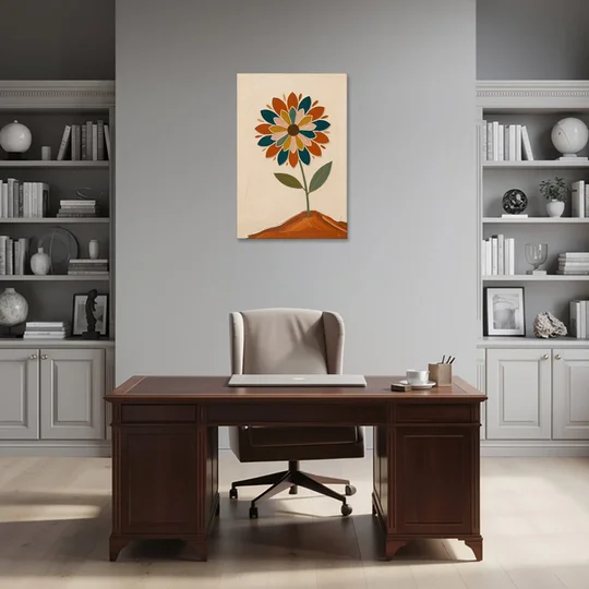 Mandala Wall Art Bloom on a Clay Hill - Canvas Wall Art - Office - 24x36
