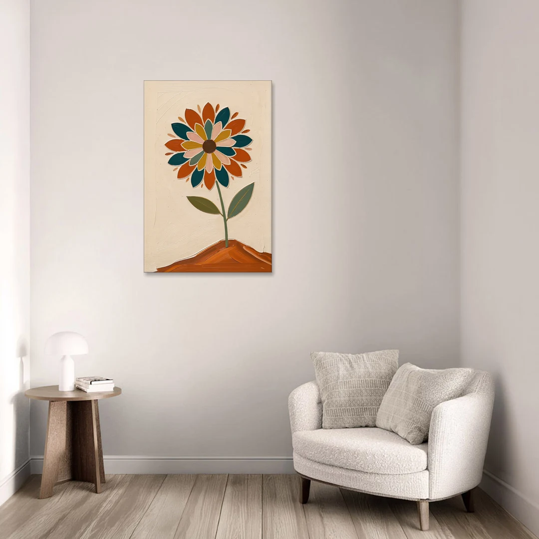 Mandala Wall Art Bloom on a Clay Hill - Canvas Wall Art - Sofa - 24x36