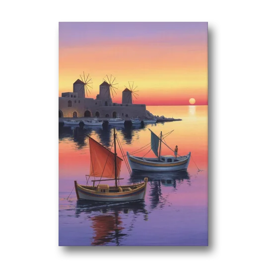 Mandraki Harbor - Canvas Wall Art - Front