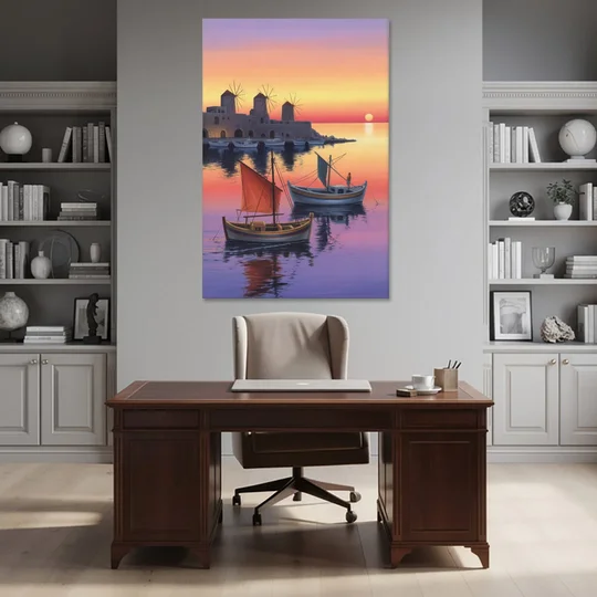 Mandraki Harbor - Canvas Wall Art - Office - 40x60