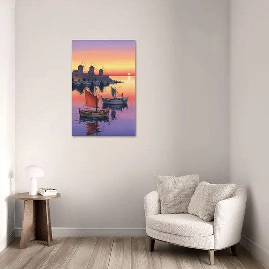 Mandraki Harbor - Canvas Wall Art - Sofa - 24x36