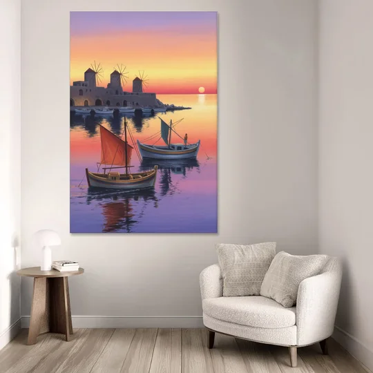 Mandraki Harbor - Canvas Wall Art - Sofa - 40x60