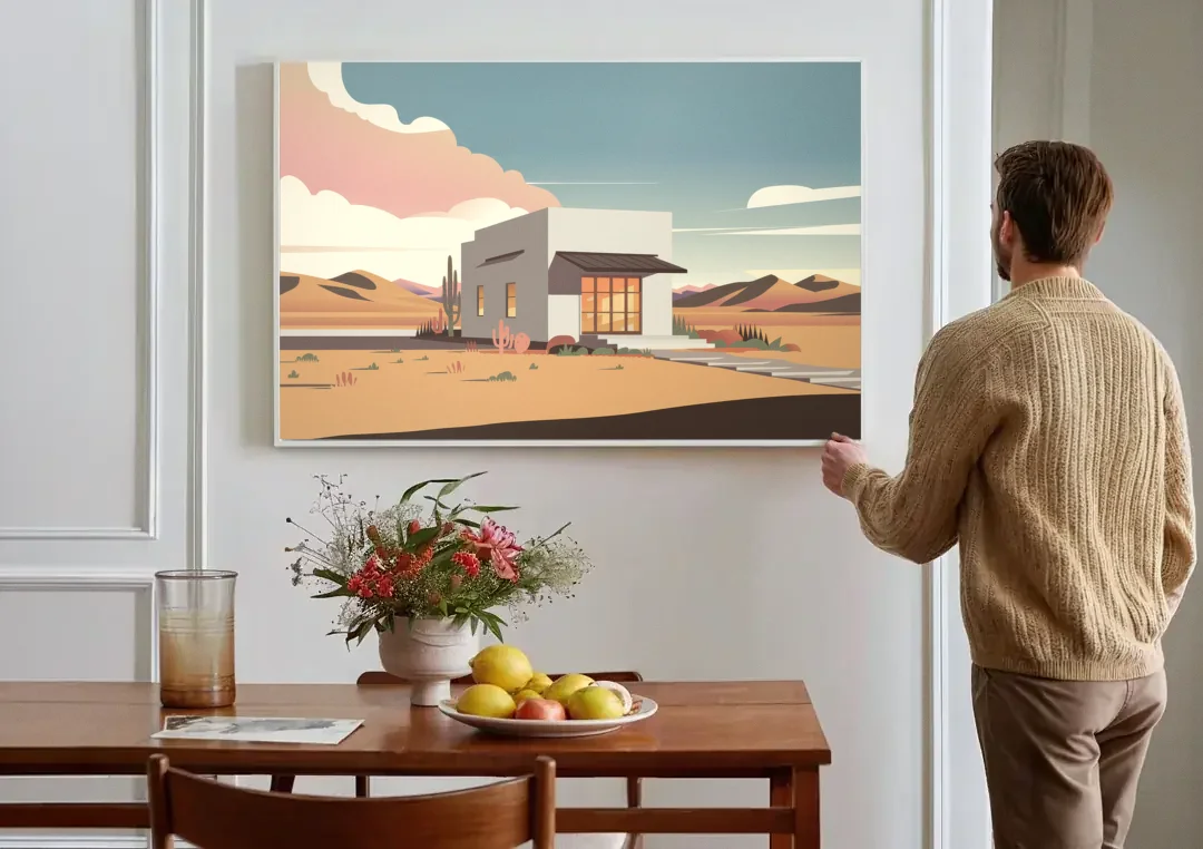 Marfa Artistic Vibes canvas wall art above a dining table
