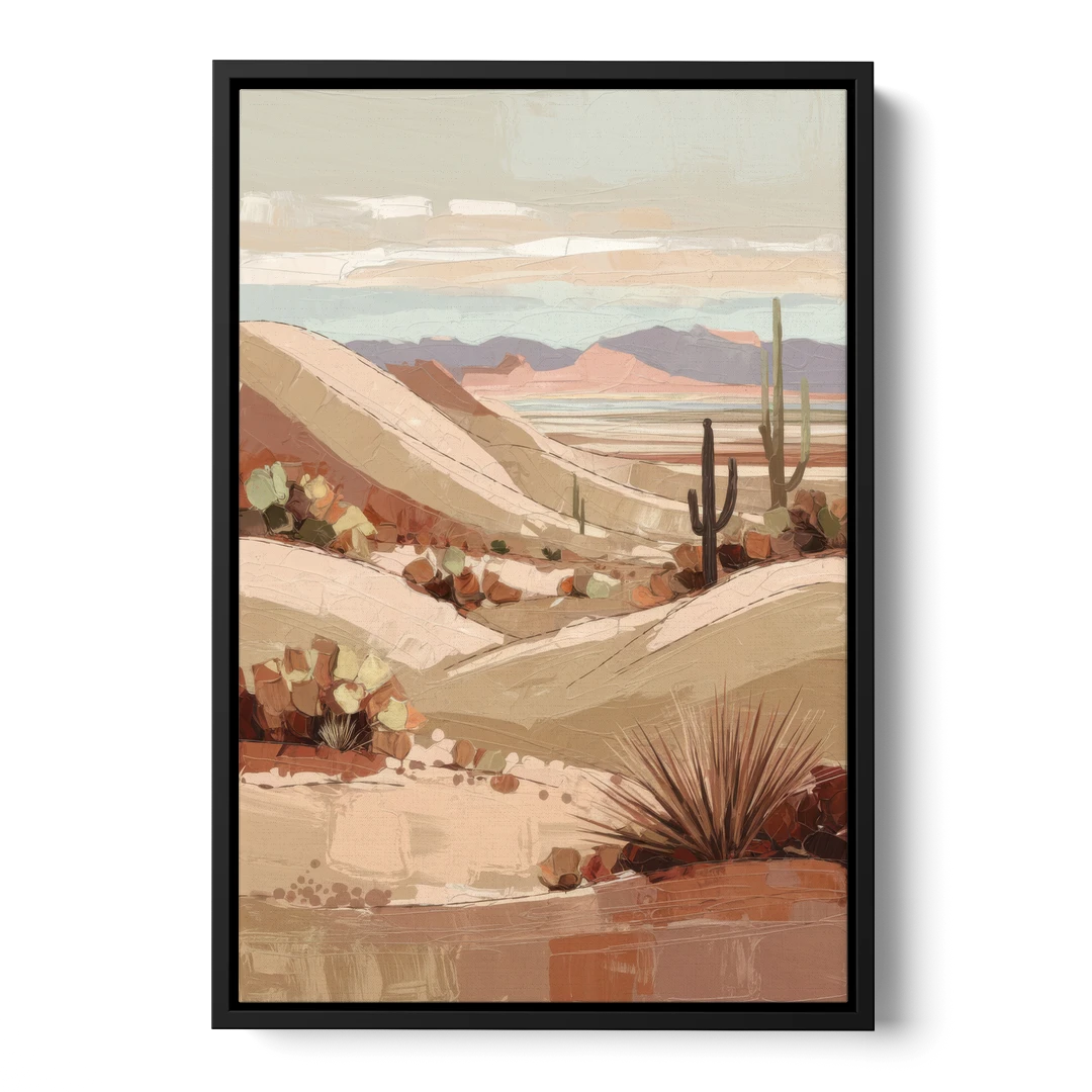 Marfa Desert Landscape - Black Framed Canvas Wall Art - Front