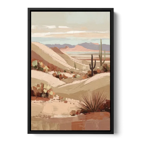 Marfa Desert Landscape - Black Framed Canvas Wall Art - Front