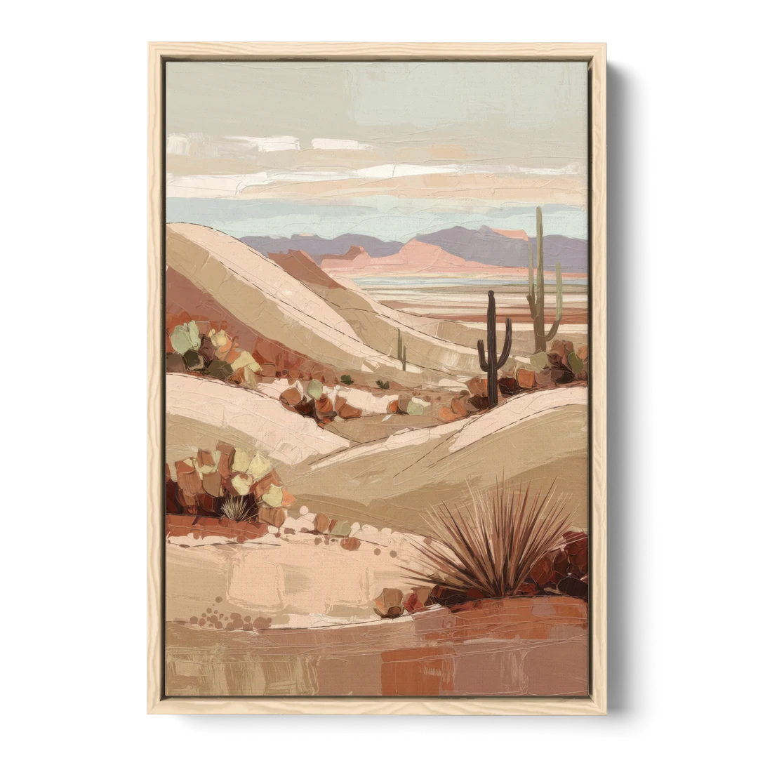 Marfa Desert Landscape - Oak Framed Canvas Wall Art - Front