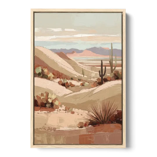 Marfa Desert Landscape - Oak Framed Canvas Wall Art - Front