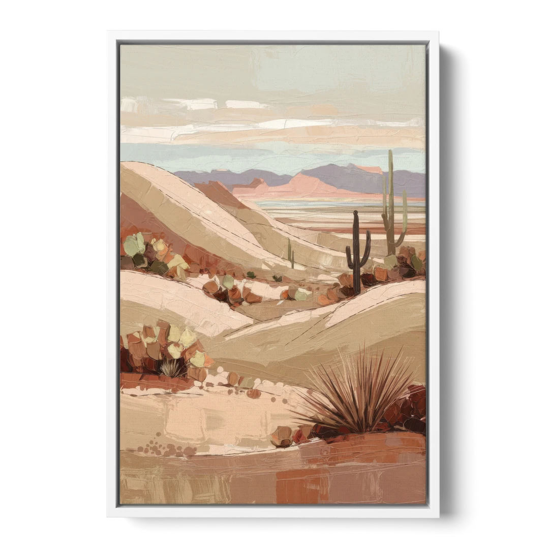 Marfa Desert Landscape - White Framed Canvas Wall Art - Front
