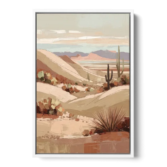 Marfa Desert Landscape - White Framed Canvas Wall Art - Front