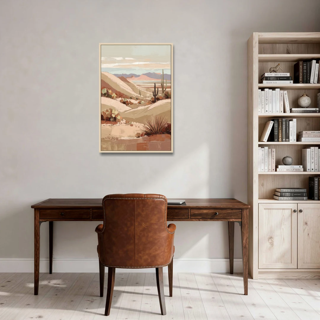 Marfa Desert Landscape - Oak Framed Canvas Wall Art - Office - 24x36
