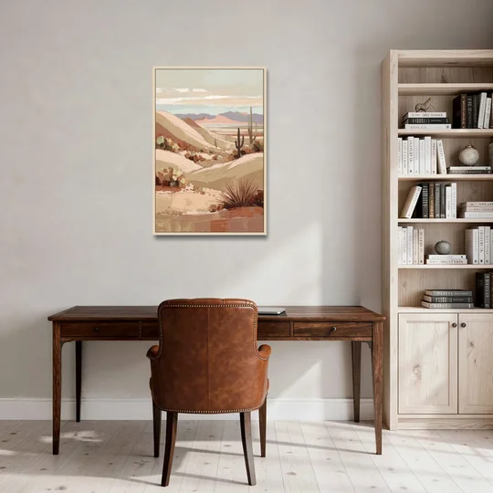 Marfa Desert Landscape - Oak Framed Canvas Wall Art - Office - 24x36