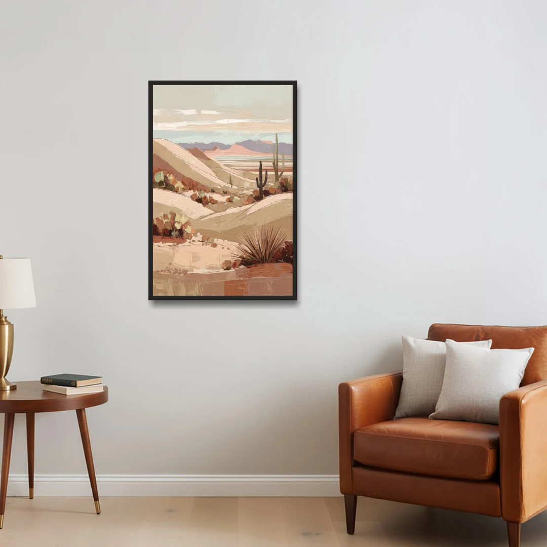 Marfa Desert Landscape - Black Framed Canvas Wall Art - Sofa - 24x36