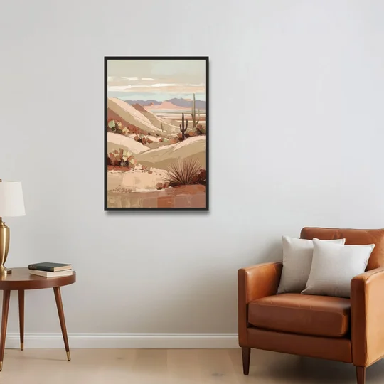 Marfa Desert Landscape - Black Framed Canvas Wall Art - Sofa - 24x36