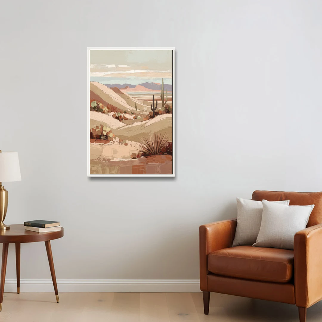 Marfa Desert Landscape - White Framed Canvas Wall Art - Sofa - 24x36