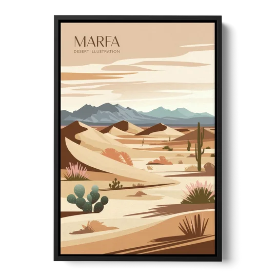 Marfa Desert Modern - Black Framed Canvas Wall Art - Front