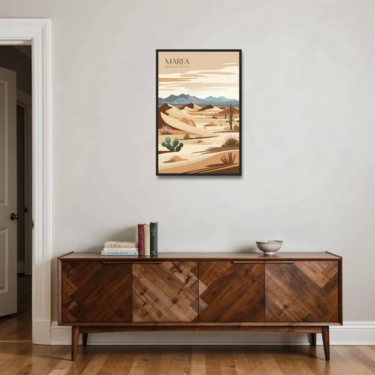 Marfa Desert Modern - Black Framed Canvas Wall Art - Coffee Table - 24x36