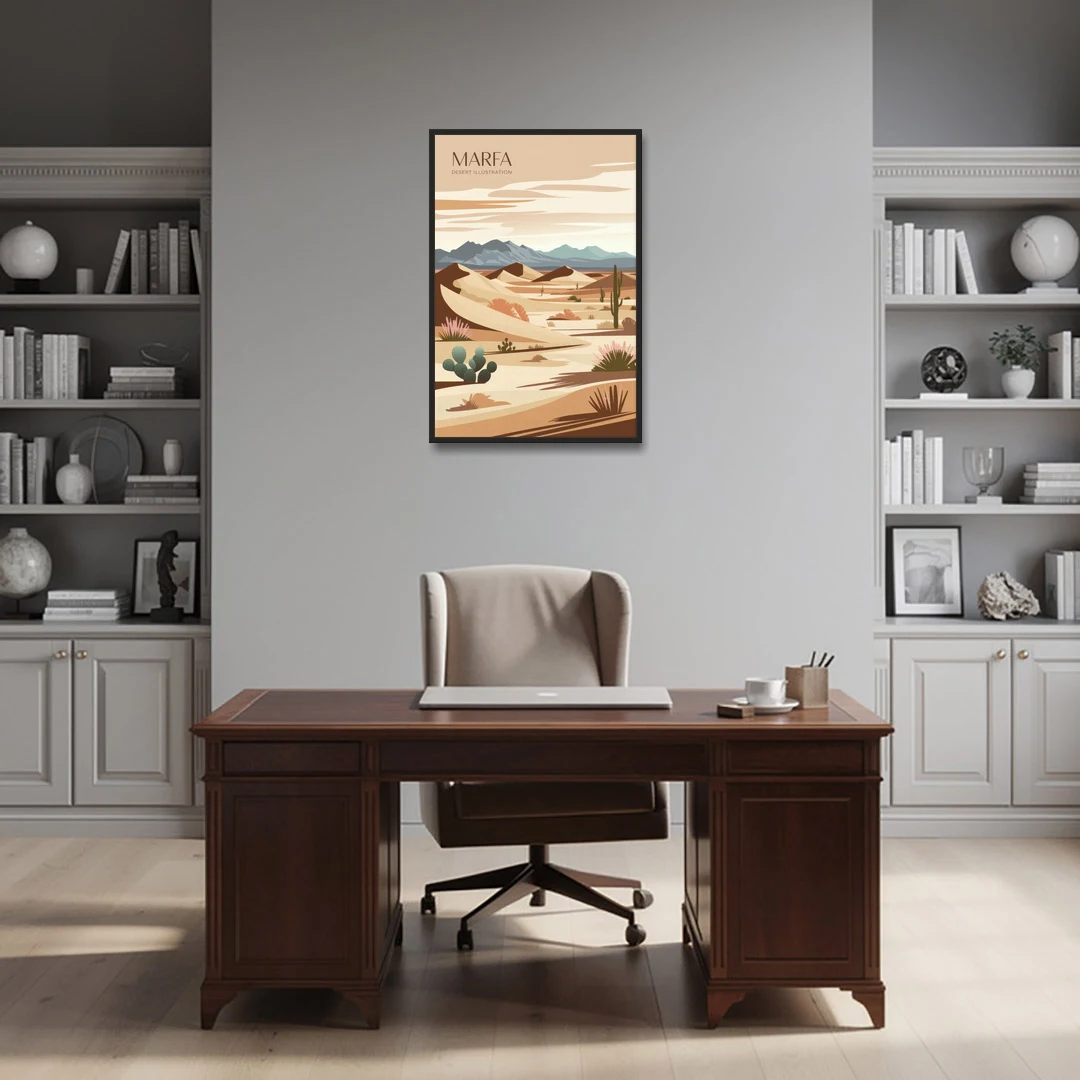Marfa Desert Modern - Black Framed Canvas Wall Art - Office - 24x36