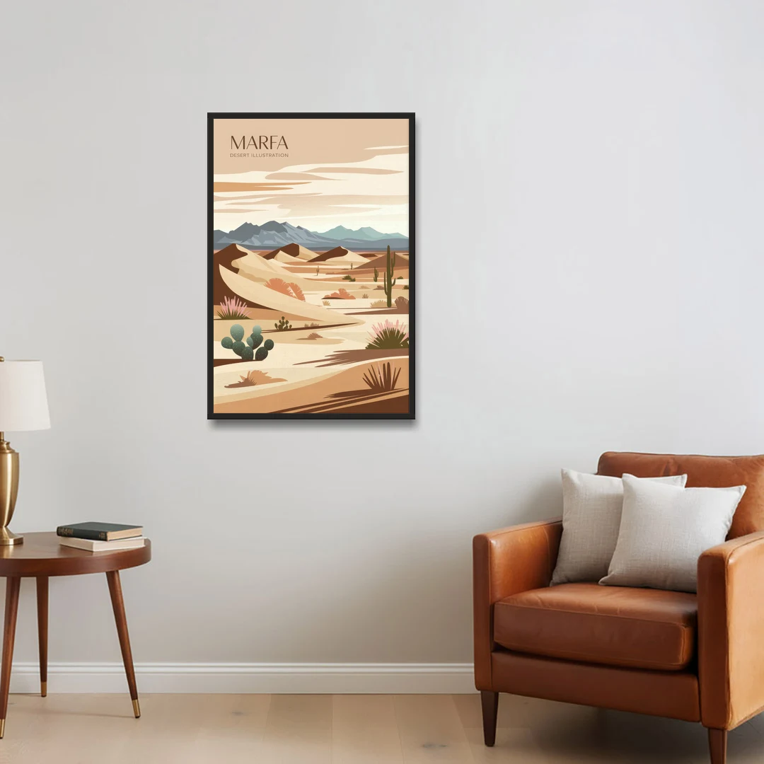 Marfa Desert Modern - Black Framed Canvas Wall Art - Sofa - 24x36