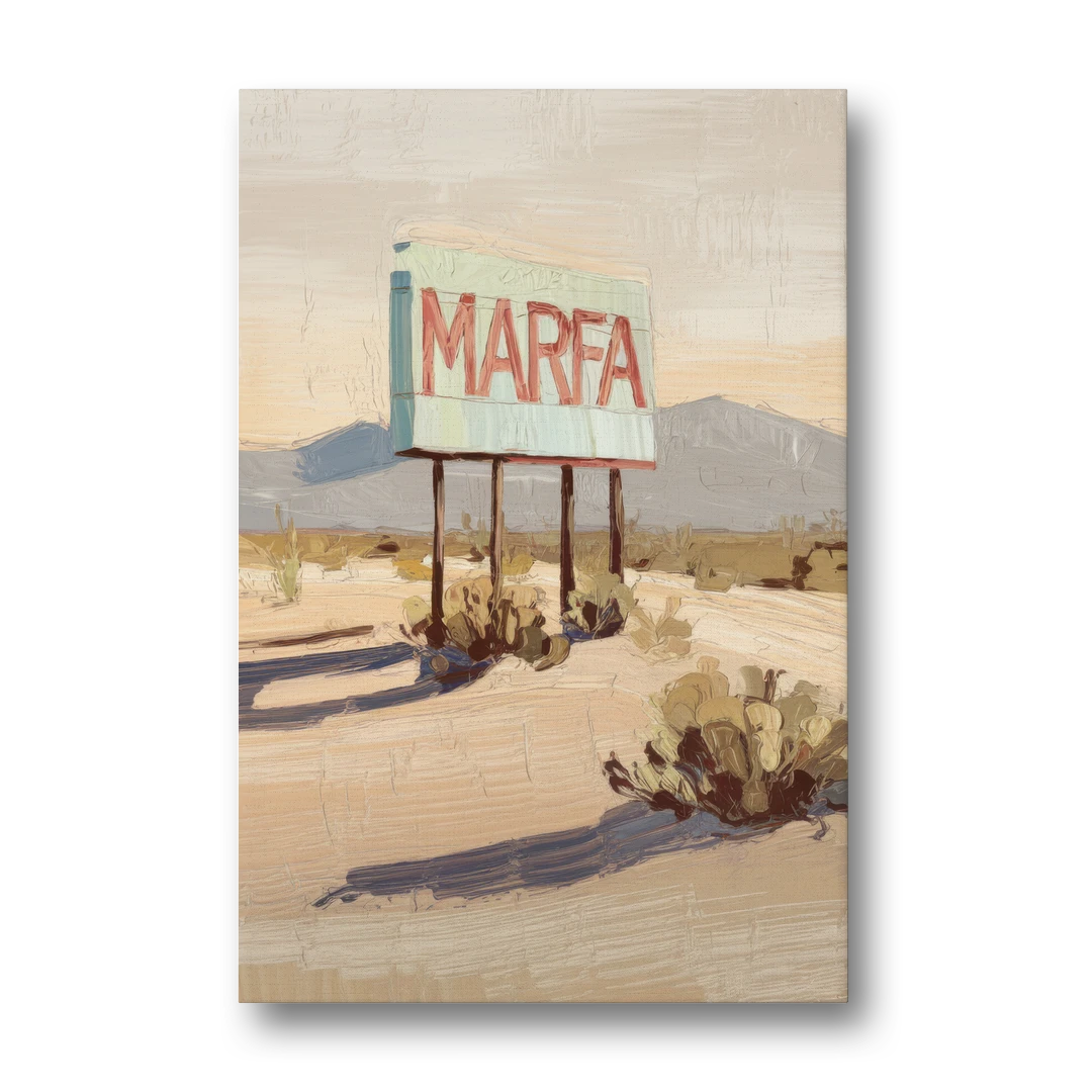 Marfa Iconic Sign - Canvas Wall Art - Front