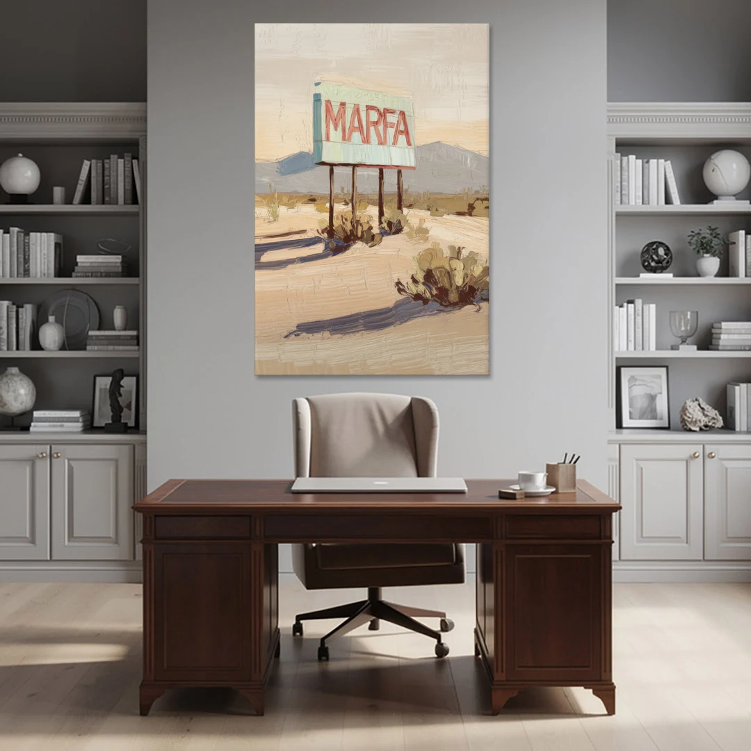 Marfa Iconic Sign - Canvas Wall Art - Office - 40x60