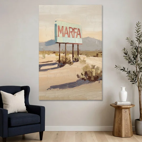 Marfa Iconic Sign - Canvas Wall Art - Sofa - 40x60