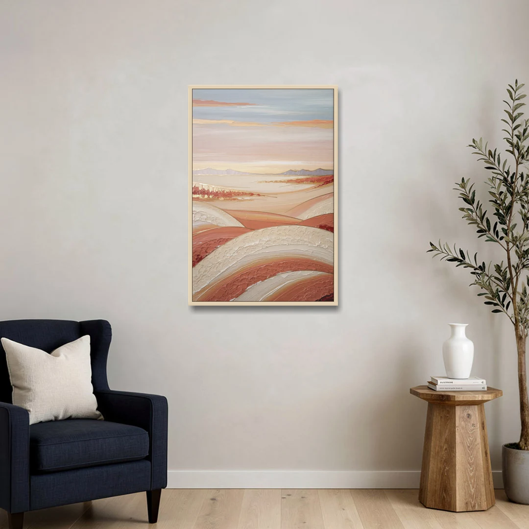 Marfa Texas Horizon - Oak Framed Canvas Wall Art - Sofa - 24x36