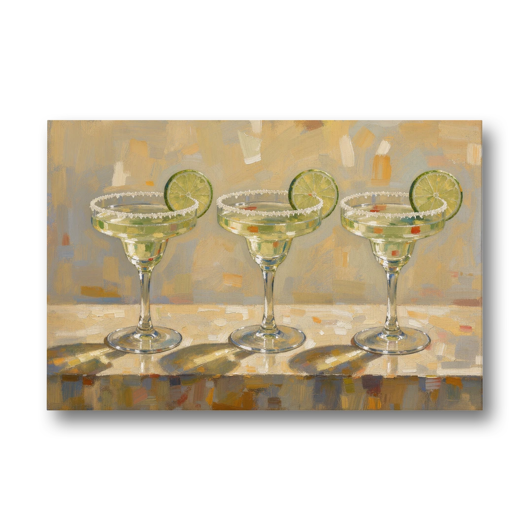 Margarita Painting Trio with Lime Wheels - Canvas Wall Art - Front