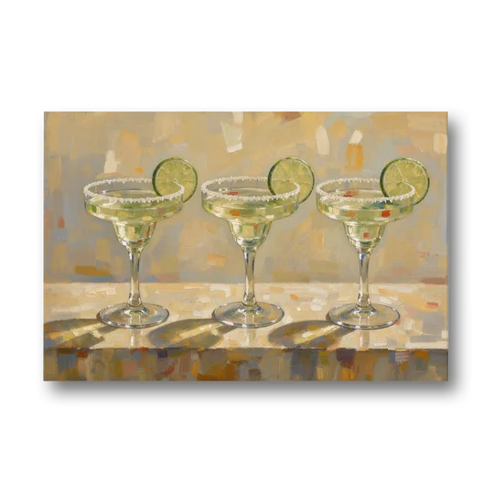 Margarita Painting Trio with Lime Wheels - Canvas Wall Art - Front